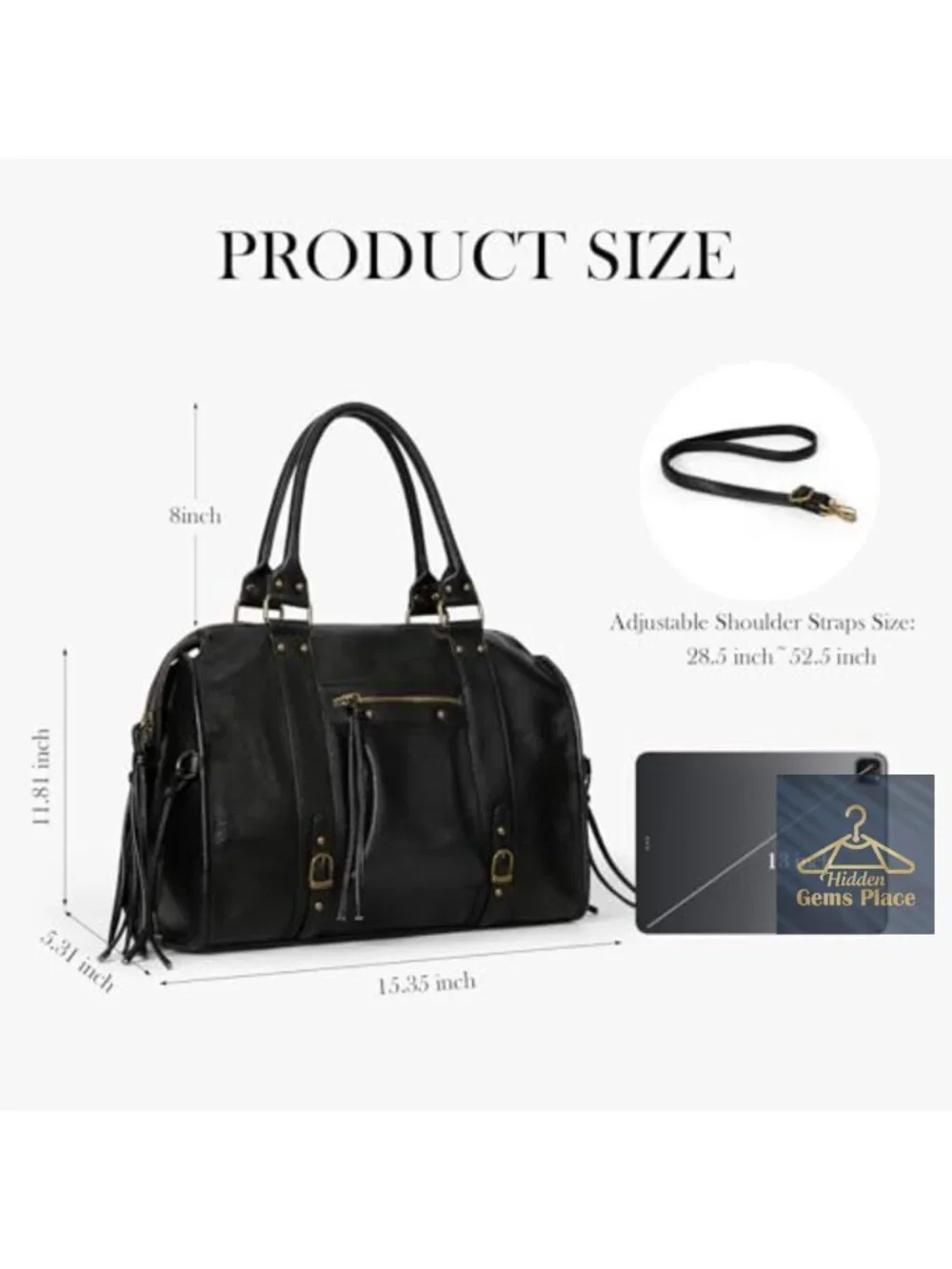 Vegan Leather Tote Bag Hobo with Studs Fringe Adjustable Crossbody Strap